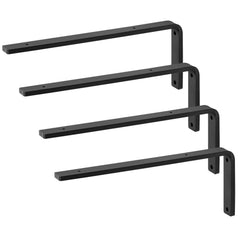Shelf Bracket, 41 x 15.5 cm 4 Pcs, Heavy Duty Floating Shelf Brackets, Brackets for Shelves, 10mm Thick Matte Black L Shelf Bracket,Steel Shelving Brackets with 72.6 kg Load Capacity