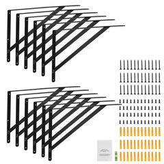 Shelf Bracket, 46 x 30.5 cm 12 Pcs, Heavy Duty Floating Shelf Brackets, Brackets for Shelves, 3mm Thick Matte Black Triangle Shelf Bracket,Steel Shelving Brackets with 72.6 kg Load Capacity