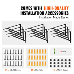 Shelf Bracket, 46 x 30.5 cm 12 Pcs, Heavy Duty Floating Shelf Brackets, Brackets for Shelves, 3mm Thick Matte Black Triangle Shelf Bracket,Steel Shelving Brackets with 72.6 kg Load Capacity