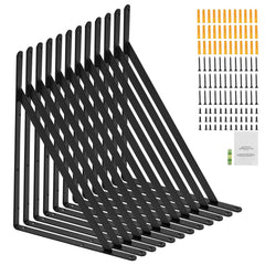Shelf Bracket, 46 x 30.5 cm 12 Pcs, Heavy Duty Floating Shelf Brackets, Brackets for Shelves, 3mm Thick Matte Black Triangle Shelf Bracket,Steel Shelving Brackets with 72.6 kg Load Capacity