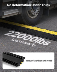Cable Protector Ramp, 9,979 kg/axle Capacity, 2 Channel Heavy Duty Rubber Cord Hose Wire Cover, 55 x 50 mm Channel, Traffic Speed Bump with Flip-Open Top Cover, for Indoor Outdoor Use, 1 Pack
