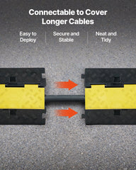 Cable Protector Ramp, 9,979 kg/axle Capacity, 2 Channel Heavy Duty Rubber Cord Hose Wire Cover, 55 x 50 mm Channel, Traffic Speed Bump with Flip-Open Top Cover, for Indoor Outdoor Use, 1 Pack
