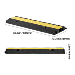 Cable Protector Ramp, 9,979 kg/axle Capacity, 2 Channel Heavy Duty Rubber Cord Hose Wire Cover, 55 x 50 mm Channel, Traffic Speed Bump with Flip-Open Top Cover, for Indoor Outdoor Use, 1 Pack
