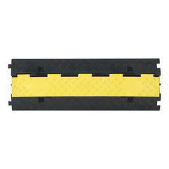 Cable Protector Ramp, 9,979 kg/axle Capacity, 2 Channel Heavy Duty Rubber Cord Hose Wire Cover, 55 x 50 mm Channel, Traffic Speed Bump with Flip-Open Top Cover, for Indoor Outdoor Use, 1 Pack