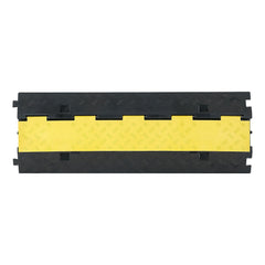 Cable Protector Ramp, 9,979 kg/axle Capacity, 2 Channel Heavy Duty Rubber Cord Hose Wire Cover, 55 x 50 mm Channel, Traffic Speed Bump with Flip-Open Top Cover, for Indoor Outdoor Use, 1 Pack