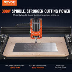 CNC Router Machine, 300W, 3 Axis GRBL Control Wood Engraving Carving Milling Machine Kit, 15.75 x 15.75 x 2.36 in / 400 x 400 x 60 mm Working Area 1200 RPM for Wood Acrylic MDF PVC Plastic Foam
