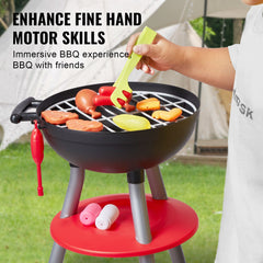 28 PCS BBQ Grill Playset, Kids Toys Kitchen Playset with Sound & Light, Little Chef Play, Interactive Grill Play Food Cooking Playset Barbecue Toy Grill for Toddlers Boys Girls 3-5 Birthday Gift
