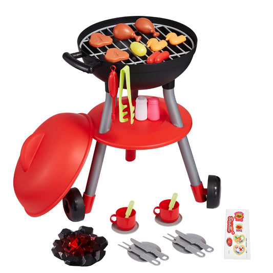 28 PCS BBQ Grill Playset, Kids Toys Kitchen Playset with Sound & Light, Little Chef Play, Interactive Grill Play Food Cooking Playset Barbecue Toy Grill for Toddlers Boys Girls 3-5 Birthday Gift