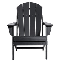 Adirondack Chair Plastic, Set of 2 All-Weather Portable Folding Fire Pit Chair, Outdoor Adirondack Patio Chair with Cup Holder, with Relaxing Arm Rest Ergonomic, for Garden, Backyard - Black