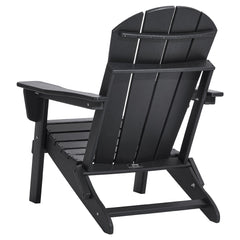 Adirondack Chair Plastic, Set of 2 All-Weather Portable Folding Fire Pit Chair, Outdoor Adirondack Patio Chair with Cup Holder, with Relaxing Arm Rest Ergonomic, for Garden, Backyard - Black