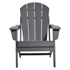 Adirondack Chair Plastic, Set of 2 All-Weather Portable Folding Fire Pit Chair, Outdoor Adirondack Patio Chair with Cup Holder, with Relaxing Arm Rest Ergonomic, for Garden, Backyard - Gray