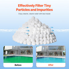 Pool Filter Balls for Sand Filter, 2.1 kg, Filter Balls Replace Pool Filter Sand, Reusable Polyester Fiber Filter Media Balls with Wash Bag, for Swimming Pool Above Ground Pool Aquarium Tank