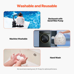 Pool Filter Balls for Sand Filter, 2.1 kg, Filter Balls Replace Pool Filter Sand, Reusable Polyester Fiber Filter Media Balls with Wash Bag, for Swimming Pool Above Ground Pool Aquarium Tank