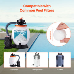 Pool Filter Balls for Sand Filter, 2.1 kg, Filter Balls Replace Pool Filter Sand, Reusable Polyester Fiber Filter Media Balls with Wash Bag, for Swimming Pool Above Ground Pool Aquarium Tank