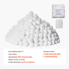 Pool Filter Balls for Sand Filter, 2.1 kg, Filter Balls Replace Pool Filter Sand, Reusable Polyester Fiber Filter Media Balls with Wash Bag, for Swimming Pool Above Ground Pool Aquarium Tank