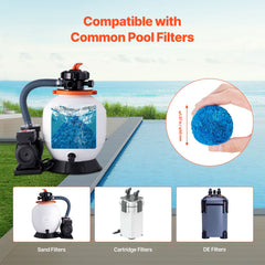 Pool Filter Balls for Sand Filter, 1.42 kg, Filter Balls Replace Pool Filter Sand, Reusable Blue Polyester Fiber Filter Media with Wash Bag, for Swimming Pool Aquarium Tank Above Ground Pool