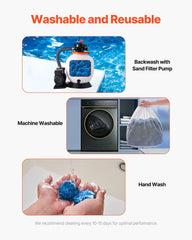 Pool Filter Balls for Sand Filter, 1.83 kg, Filter Balls Replace Pool Filter Sand, Reusable Blue Polyester Fiber Filter Media with Wash Bag, for Swimming Pool Aquarium Tank Above Ground Pool