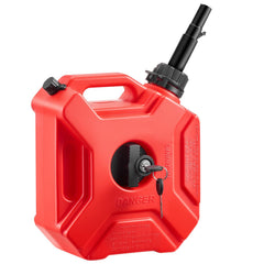 Fuel Container, 5 L, Gas Can with Spout and Lockable Bracket, 15 L/min Max Flow Rate, Secure & Leak-proof, Portable Flat Fluid Container for Most Cars Motorcycle ATV UTV, Red