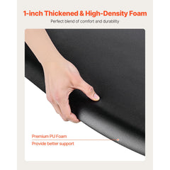 Salon Mat for Hair Stylist, 1220 x 930 mm Semi-circle Salon Chair Mat, 25mm Thickened Anti Fatigue Barber Shop Floor Mat with Round Cut Out, Easy-to-Clean PVC Surface & Anti-Trip Beveled Edges