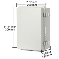 Outdoor Electrical Junction Box, 300 x 200 x 180 mm, ABS Plastic Electrical Enclosure Box with Hinged Cover Stainless Steel Latch, IP67 Dustproof Waterproof for Outdoor Electrical Projects