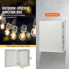 Outdoor Electrical Junction Box, 350 x 250 x 150 mm, ABS Plastic Electrical Enclosure Box with Hinged Cover Stainless Steel Latch, IP67 Dustproof Waterproof for Outdoor Electrical Projects