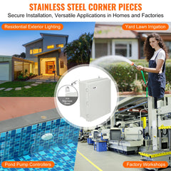 Outdoor Electrical Junction Box, 350 x 250 x 150 mm, ABS Plastic Electrical Enclosure Box with Hinged Cover Stainless Steel Latch, IP67 Dustproof Waterproof for Outdoor Electrical Projects