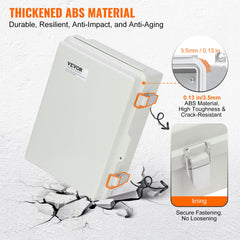 Outdoor Electrical Junction Box, 430 x 330 x 180 mm, ABS Plastic Electrical Enclosure Box with Hinged Cover Stainless Steel Latch, IP67 Dustproof Waterproof for Outdoor Electrical Projects, 17 x 13 x 7 inch