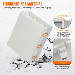 Outdoor Electrical Junction Box, 530 x 430 x 200 mm, ABS Plastic Electrical Enclosure Box with Hinged Cover Stainless Steel Latch, IP67 Dustproof Waterproof for Outdoor Electrical Projects, 21 x 17 x 8 inch