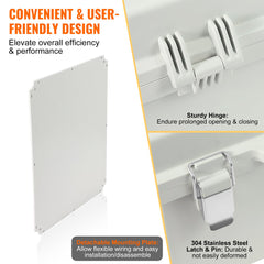 Outdoor Electrical Junction Box, 530 x 430 x 200 mm, ABS Plastic Electrical Enclosure Box with Hinged Cover Stainless Steel Latch, IP67 Dustproof Waterproof for Outdoor Electrical Projects, 21 x 17 x 8 inch