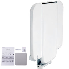 Folding ABS Shower Seat, 15.7'' x 16.7'' Unfolded, Wall Mounted Fold Up Shower Bench with 440 lbs Load Capacity, Space Saving Fold Down Shower Chair for Seniors Pregnant Women Children Adults