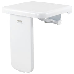 Folding ABS Shower Seat, 15.7'' x 16.7'' Unfolded, Wall Mounted Fold Up Shower Bench with 440 lbs Load Capacity, Space Saving Fold Down Shower Chair for Seniors Pregnant Women Children Adults