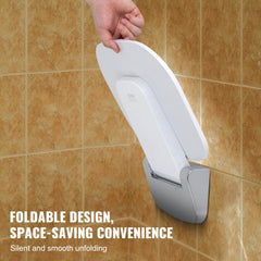 Urea-formaldehyde Folding Shower Seat, 13.6'' x 12.8'' Unfolded, Wall Mounted Fold Up Shower Bench with 450 lbs Load Capacity, Space Saving Fold Down Shower Chair for Seniors Children Adults