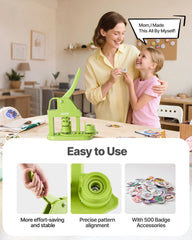 Button Maker Machine, 25 mm, Plastic Pin Maker with 500pcs Button Parts, Mr. Panda Magic Book, Circle Cutter and Hex Wrenches, Reinforced Ergonomic Handle, for DIY Badges, Personalized Pins