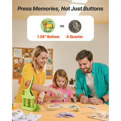 Button Maker Machine, 32 mm, Plastic Pin Maker with 500pcs Button Parts, Mr. Panda Magic Book, Circle Cutter and Hex Wrenches, Reinforced Ergonomic Handle, for DIY Badges, Personalized Pins