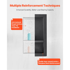 Shower Niche 40.6 x 71.1 x 10.2 cm Recessed Wall Shelf for Bathroom