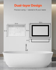 Shower Niche 40.6 x 71.1 x 10.2 cm Recessed Wall Shelf for Bathroom