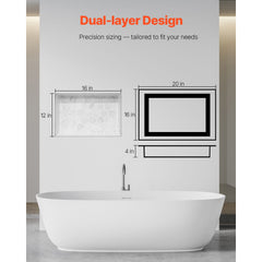 Shower Niche 40.6 x 50.8 x 10.2 cm Recessed Wall Divider Shelf Bathroom