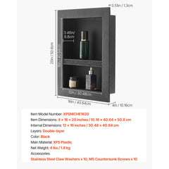 Shower Niche 40.6 x 50.8 x 10.2 cm Recessed Wall Divider Shelf Bathroom