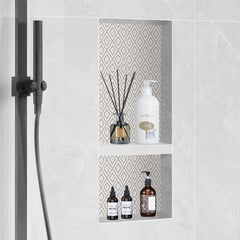 Shower Niche Ready for Tile 40.64 x 81.28 cm, Double Shelf Organizer, Square Corners Wall-inserted Niche Recessed, Sealed Protection Modern Soap Storage Niche for Shower Bathroom, Black