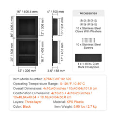Shower Niche Ready for Tile 40.64x40.64cm & 40.64x50.8cm, Triple Shelf, Square Corners Wall-inserted Niche Recessed, Sealed Protection Modern Soap Storage Niche for Shower Bathroom, Black