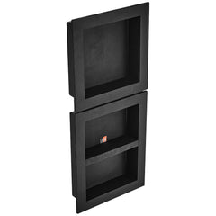 Shower Niche Ready for Tile 40.64x40.64cm & 40.64x50.8cm, Triple Shelf, Square Corners Wall-inserted Niche Recessed, Sealed Protection Modern Soap Storage Niche for Shower Bathroom, Black