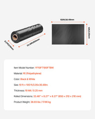 10Mil Plastic Sheeting Roll 10 x 100 FT Heavy Duty Black & White