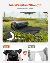 Plastic Sheeting Heavy Duty 10' x 100', 6 Mil Thick Plastic Sheeting Roll, Plastic Drop Cloth Painters Tarp, Polyethylene Covering for Crawl Space Vapor Barrier, Multi-Purpose, Black