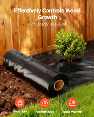 Plastic Sheeting Heavy Duty 10' x 100', 6 Mil Thick Plastic Sheeting Roll, Plastic Drop Cloth Painters Tarp, Polyethylene Covering for Crawl Space Vapor Barrier, Multi-Purpose, Black