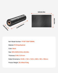 Plastic Sheeting Heavy Duty 10' x 100', 6 Mil Thick Plastic Sheeting Roll, Plastic Drop Cloth Painters Tarp, Polyethylene Covering for Crawl Space Vapor Barrier, Multi-Purpose, Black