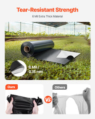 6Mil Plastic Sheeting Roll 10 x 100 FT Heavy Duty Film Black & White