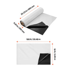 14 Mil Plastic Sheeting Heavy Duty 10' x 100', Thick Plastic Sheeting Roll, Plastic Drop Cloth Painters Tarp Covering for Crawl Space Vapor Barrier, Black and White Double-Sided, Multi-Purpose