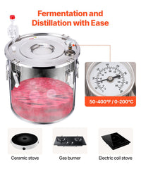 Moonshine Still Water Alcohol Distiller 8Gal w/Thumper Keg & 8W Water Pump