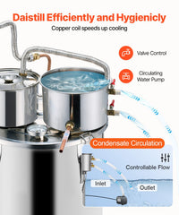 Moonshine Still Water Alcohol Distiller 8Gal w/Thumper Keg & 8W Water Pump