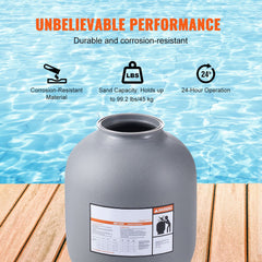 Sand Filter, 19-inch, 482.6mm, Up to 45 GPM Flow Rate, Above Inground Swimming Pool Sand Filter System with 7-Way Multi-Port Valve, Filter, Backwash, Rinse, Recirculate, Waste, Winter, Closed Functions